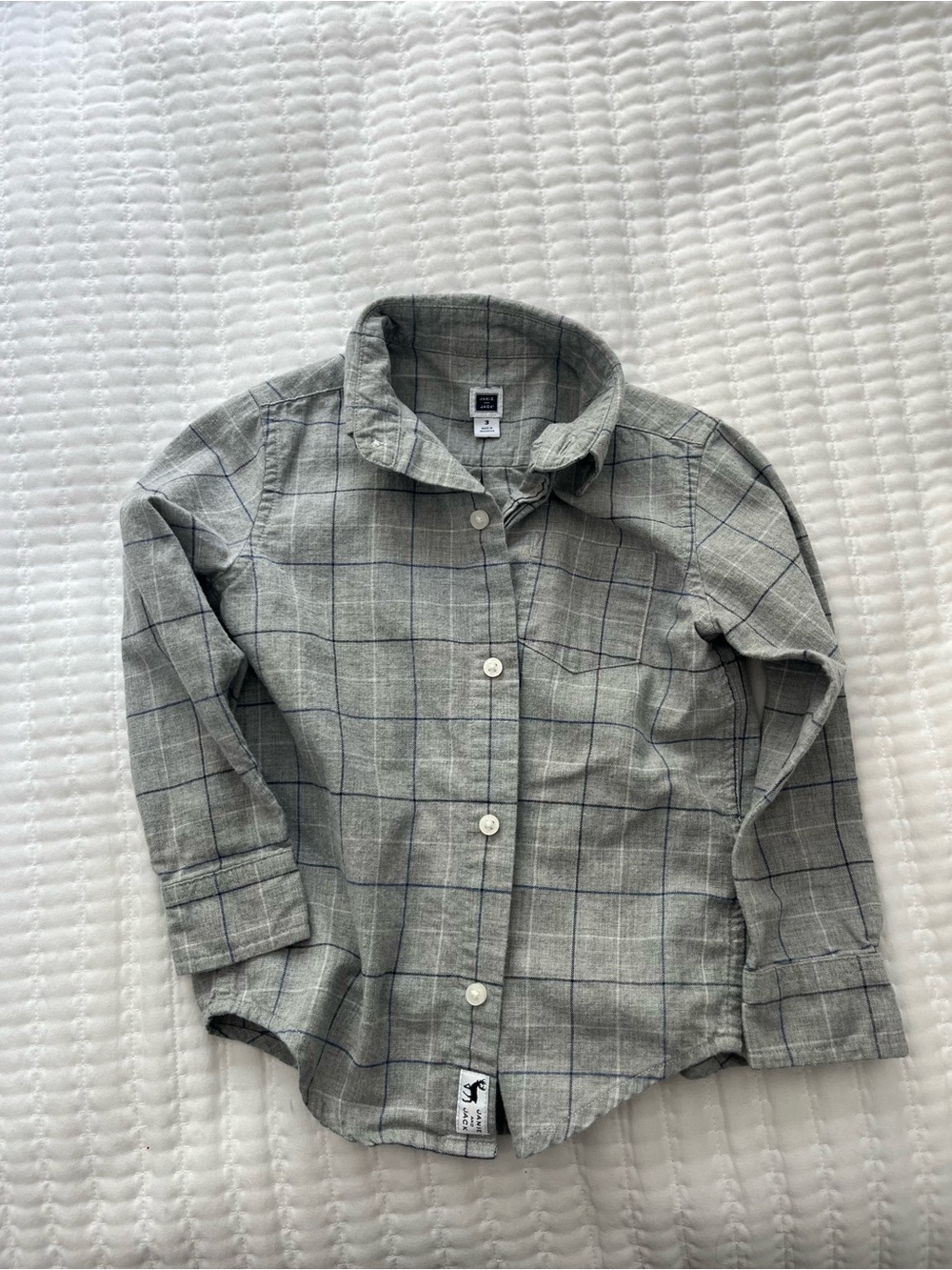 Janie and Jack Gray Plaid Button-Up Shirt